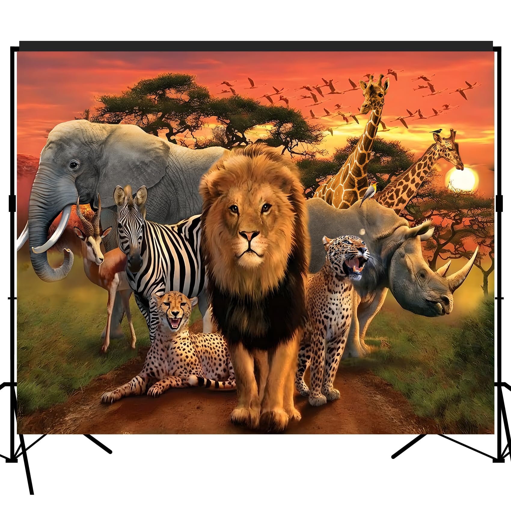 Tropical African Forest Jungle Safari Scenic Backdrop Large Banner Photography Studio Fabric Background Photobooth Prop 7x6feet #2194