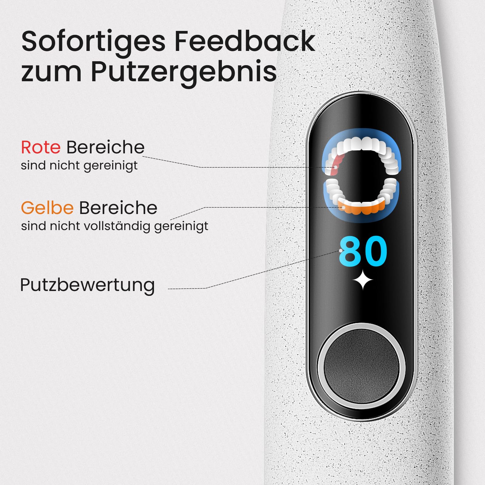 Oclean elektrische Zahnbürste X Elite 10, Touchscreen mit 12 Bereichsverfolgung, 5 Putzmodi Schallzahnbürste mit Timer, 40 Tage Akkulaufzeit Sonic Electric Toothbrush, 45dB, Grau 7