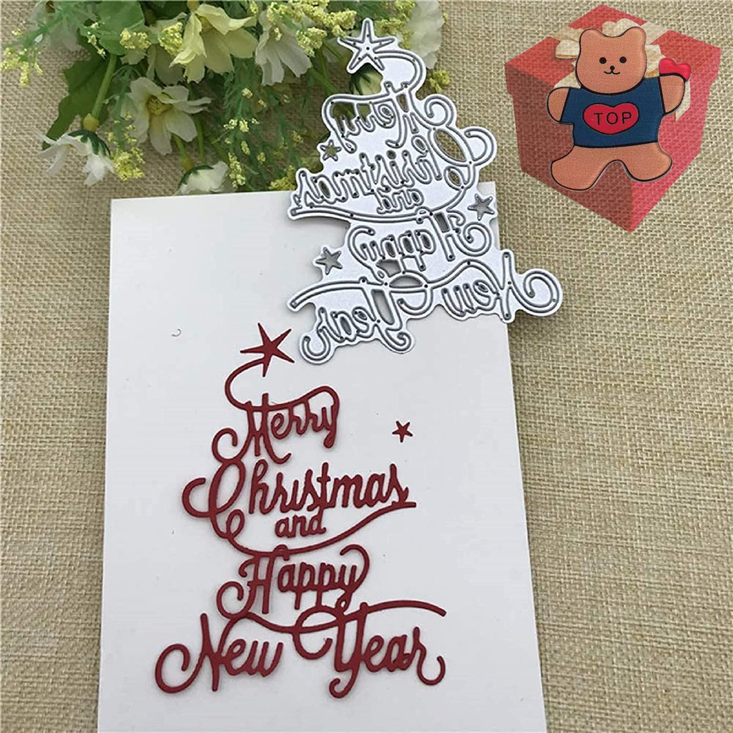 Merry Christmas Metal Die Cuts，Merry Christmas Party Festival Invitation Card Cutting Dies Cut Stencils for DIY Scrapbooking Photo Album Decorative Embossing Paper Dies for Card Making Templated…