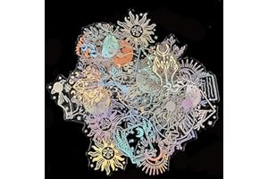 MCZLOG 45Pcs Holographic Stickers, Self-Adhesive Transparent Stickers Label, Vintage Magic Theme Sticker Decorative Decals, Resin Stickers for Scrapbooking Bullet Journal Planner Water Bottles YASMEN