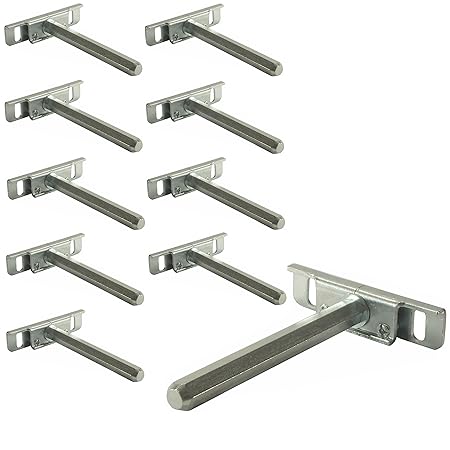 10 Stück - Wandregal Tablarträger Regal-Bodenträger Regalträger CLEVER aus Stahl | SW 10 x 100 mm | Fachboden-Träger verdeckt