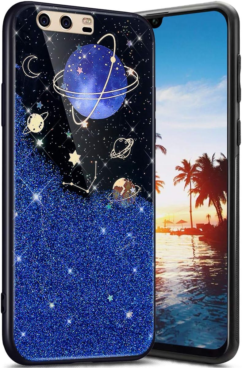 Robinsoni Case Compatible with Huawei P10 Phone Cover Flexible Compatible with Huawei P10 Case Silicone Sparkle Bling Case Ultra Soft Glossy Silicone TPU Case Gel Rubber Phone Cover Glitter Cover Gold