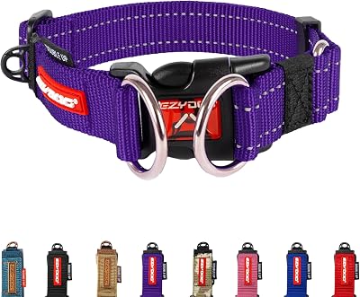 EzyDog Double Up Dog Collar Reflective Nylon Purple Medium