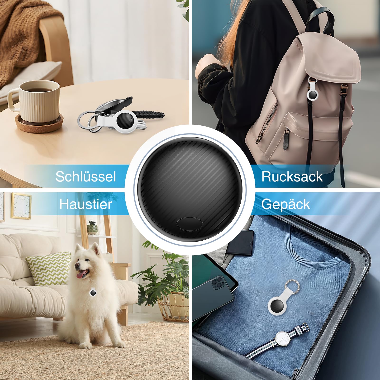 GPS Tracker - 2er Pack Smart Tracker Tags mit Apple Wo ist? (iOS NUR) mit Schutzhülle, Wasserdichter Gegenstandssucher, 100 dB Lautstärke, Bluetooth-Schlüsselfinder für Gepäck, Koffer 7