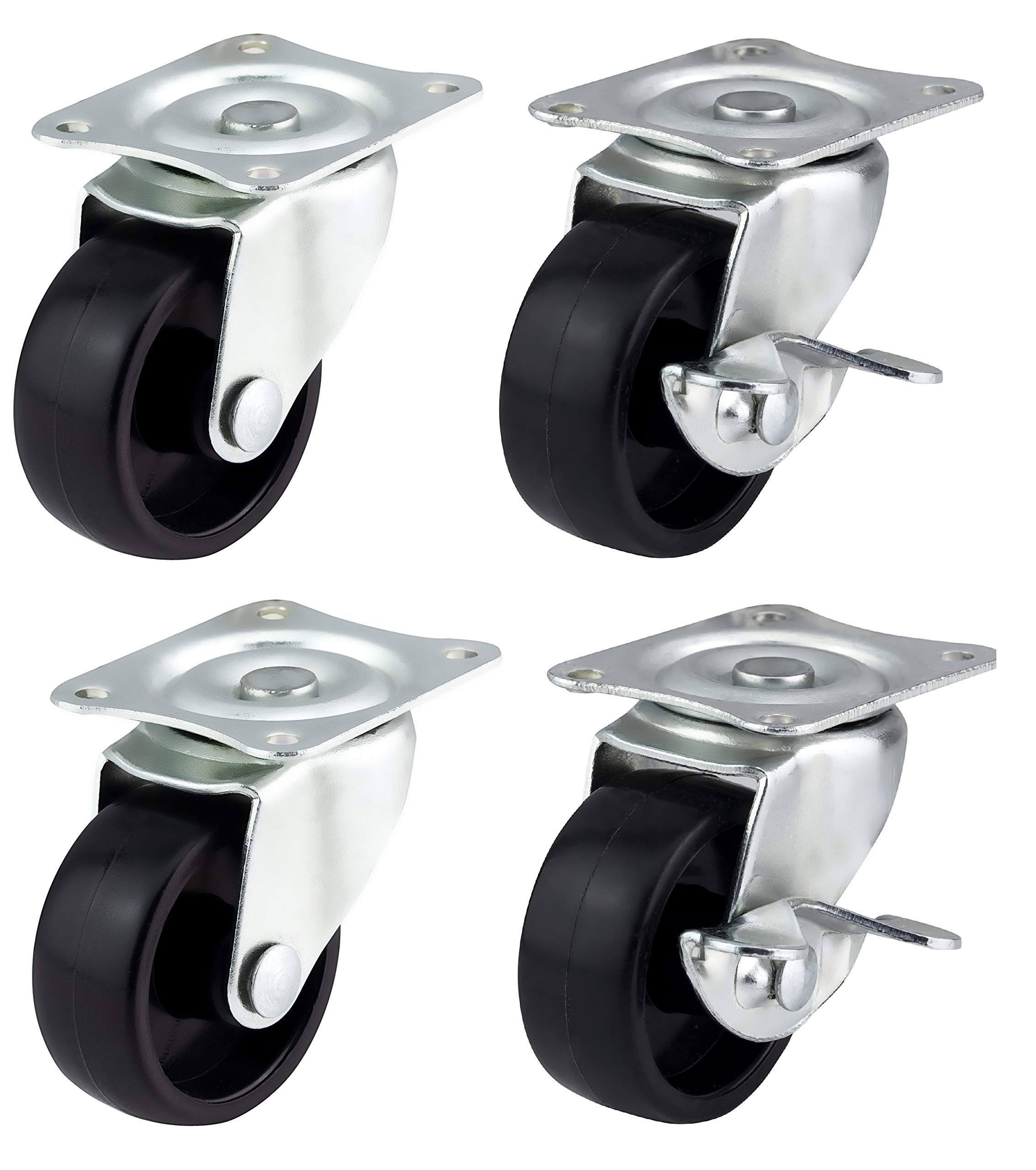 40mm Swivel Castors with Brakes - Furniture, Appliance & Equipment Wheels by Bulldog Castors - Max 100Kg Per Set