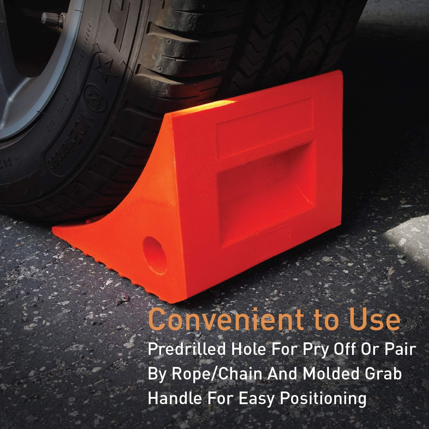 SECURITYMAN 2 Pack Wheel Chocks - Constructed of Heavy Duty Solid Rubber for 20,000 lbs of RV, Trailer, Truck, Camper - Perfect on All Surfaces and in All Weather - Orange: Automotive