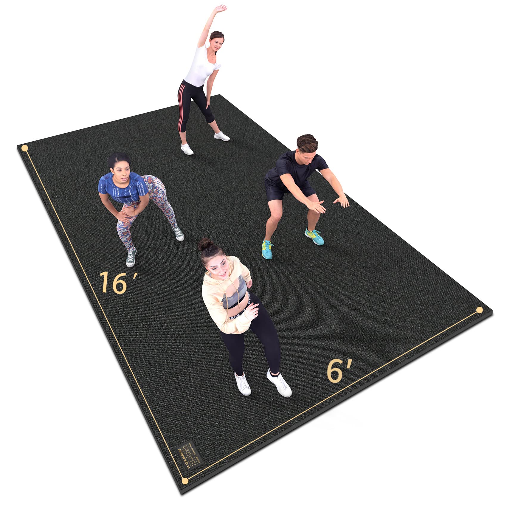 Photo 1 of GXMMAT Extra Large Exercise Mat 16'x6'/12'x6'/10'x6'/8'x6'(7mm), Extra Wide Workout Mats for Home Gym Flooring, Non-Slip Thick Durable Cardio Mat for MMA,Plyo,Jump Rope,Weights,Fitness,Shoe-Friendly