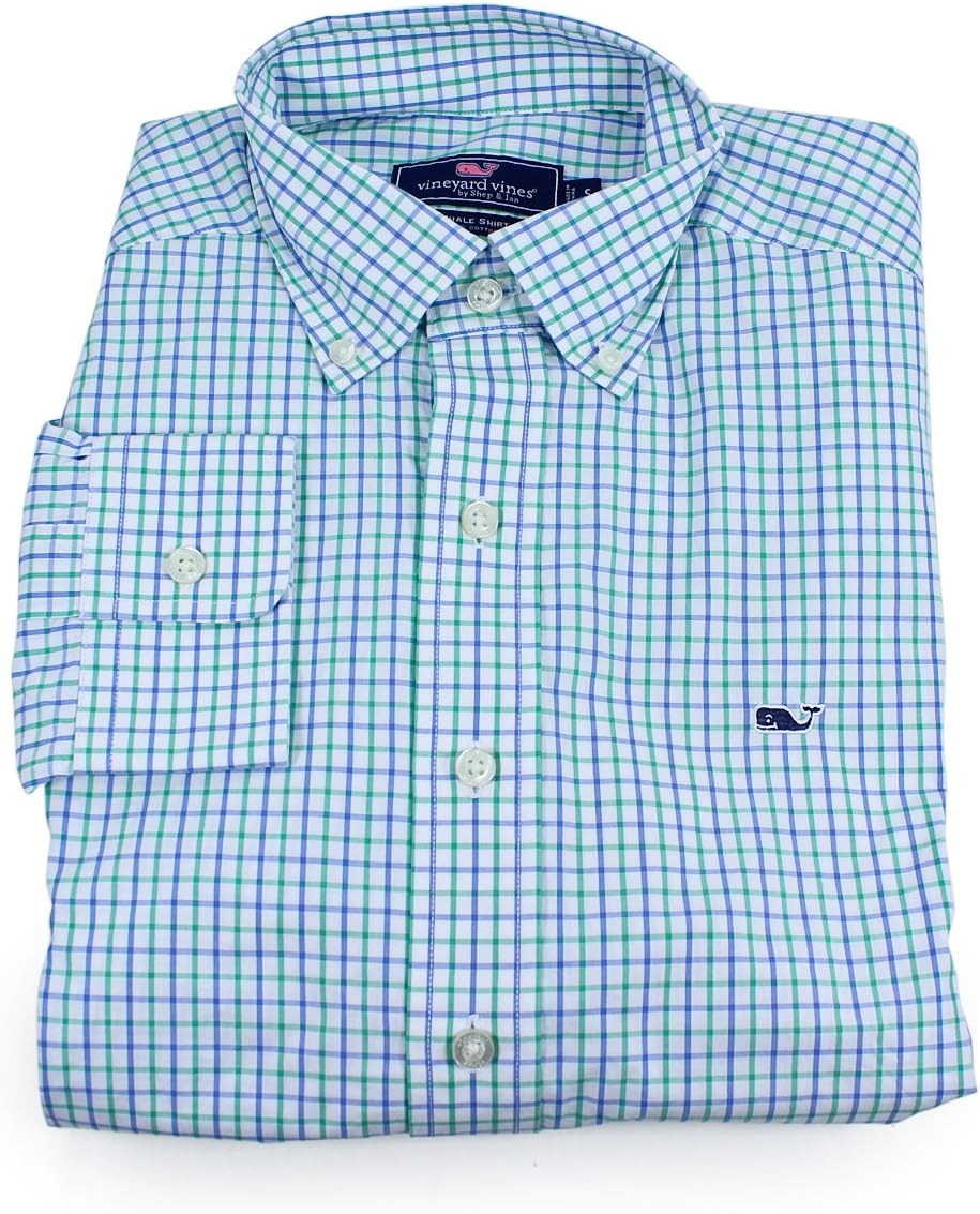 Vineyard vines Mens ballena Camisa Tattersal Granada Green Button Down