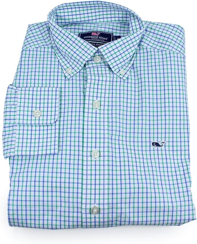 Vineyard vines Mens ballena Camisa Tattersal Granada Green Button Down