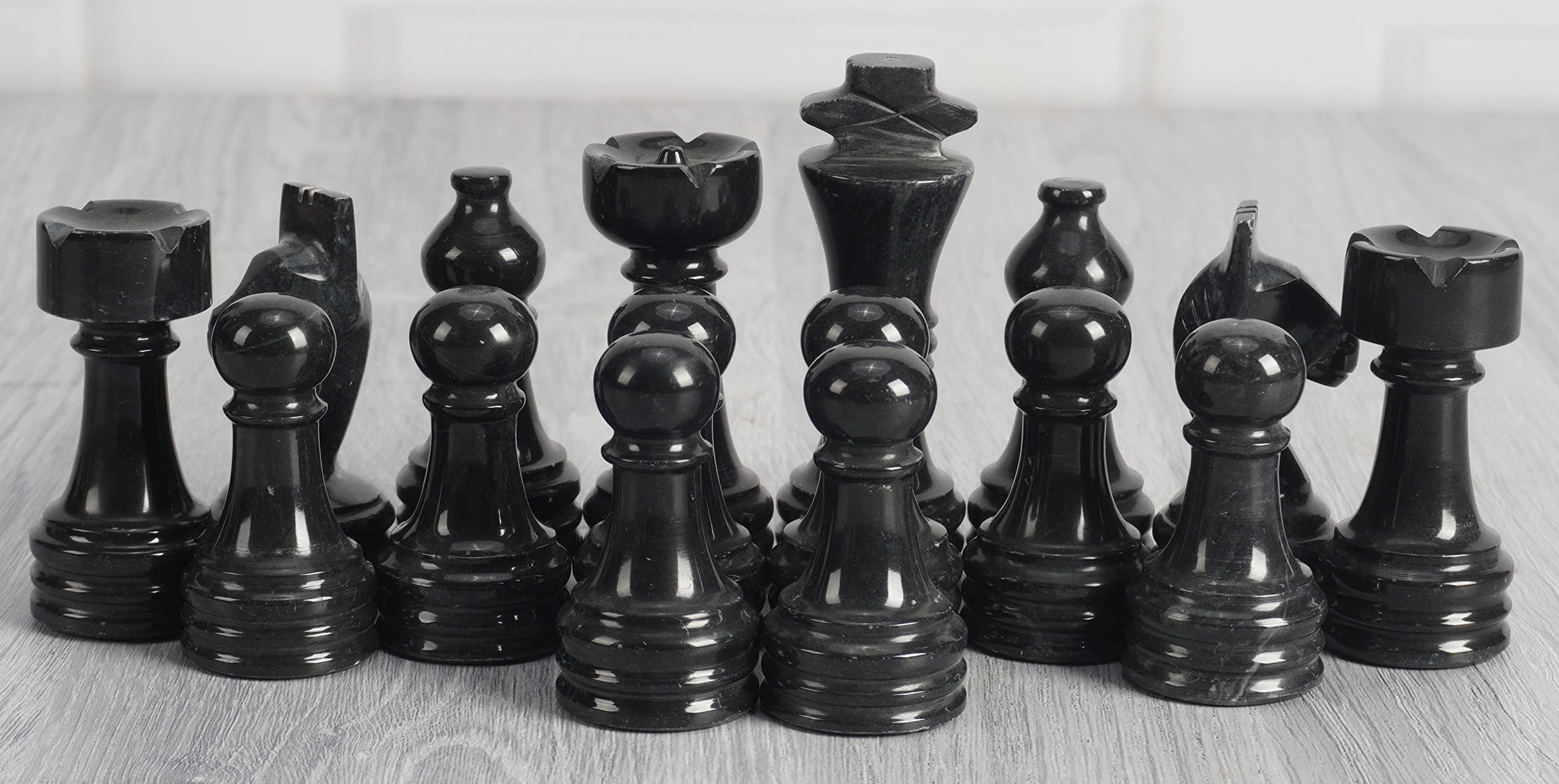 Radicaln Marble Chess Figures 3.5'' Inches Black and Marinara Handmade Chess Pieces Family Game Marble Chess Set Figures Chess Board Game