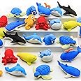 40 pcs Sea Animal Erasers for Kids Desk Pet, 3D Take Apart Animal Pencil Erasers for Kids Classroom Prizes, Class Treasure Box,Game Rewards,Party Favors