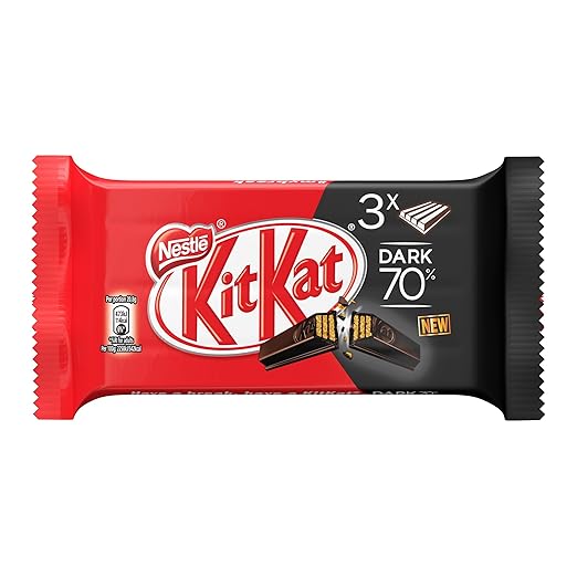 title=NESTLÉ KITKAT DARK 70% Snack con wafer ricoperto di cioccolato fondente 3 snack
