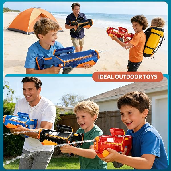 ELECTRIC WATER GUN FOR ADULTS KIDS – 2 PACK POWERFUL AUTOMATIC SQUIRT GUN LONG RANGE LARGE CAPACITY, AUTO WATER BLASTER SUMMER OUTDOOR POOL BEACH TOYS GIFTS FOR 6 7 8 YEAR OLD BOYS GIRLS(BLUE+RED)