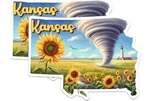 BLISS MONKEY CO. (2 Pack) Kansas State Shape Stickers - KS State Sticker - Choose from 50 States - 5 Inches On Longest Side - Premium Vinyl - for Cars, Skateboards, Laptops - Made in USA - BMCS1253