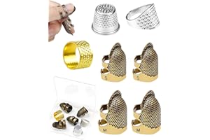 FIVEIZERO Thimble Kit– 7 PCS Sewing Thimbles for Hand Sewing, Metal Finger Protectors, Thimble Ring for Quilting and Embroidery