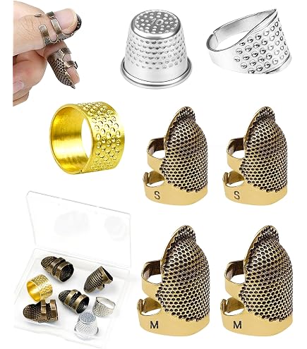 10pcs Copper Finger Protectors / Thimbles – For Sewing, Embroidery, Leatherwork, Protects Fingertips From Needles
