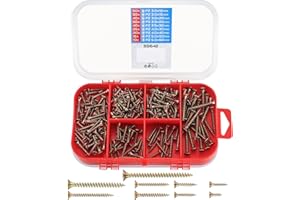 ANBEEISS 310 Pcs Wood Screws Assortment Kit, Flat Head Self Tapping Wood Screws, Drywall Cabinet Screws Fasteners with Bugle Head for Drywall, Ceiling, Wood - M3/M3.5/M4/M5 (310)