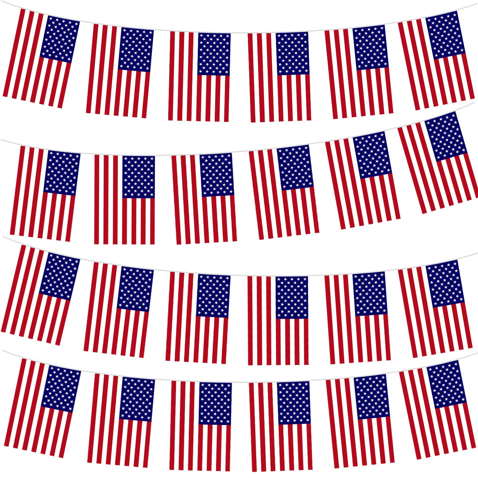 10m/32.8ft America USA Flag Bunting 30 Flag for Fifa World Cup Football 2026 Decorations,The United States American Flag Bunting Banner for 4th July Decorations Memorial Independence Day Decorations