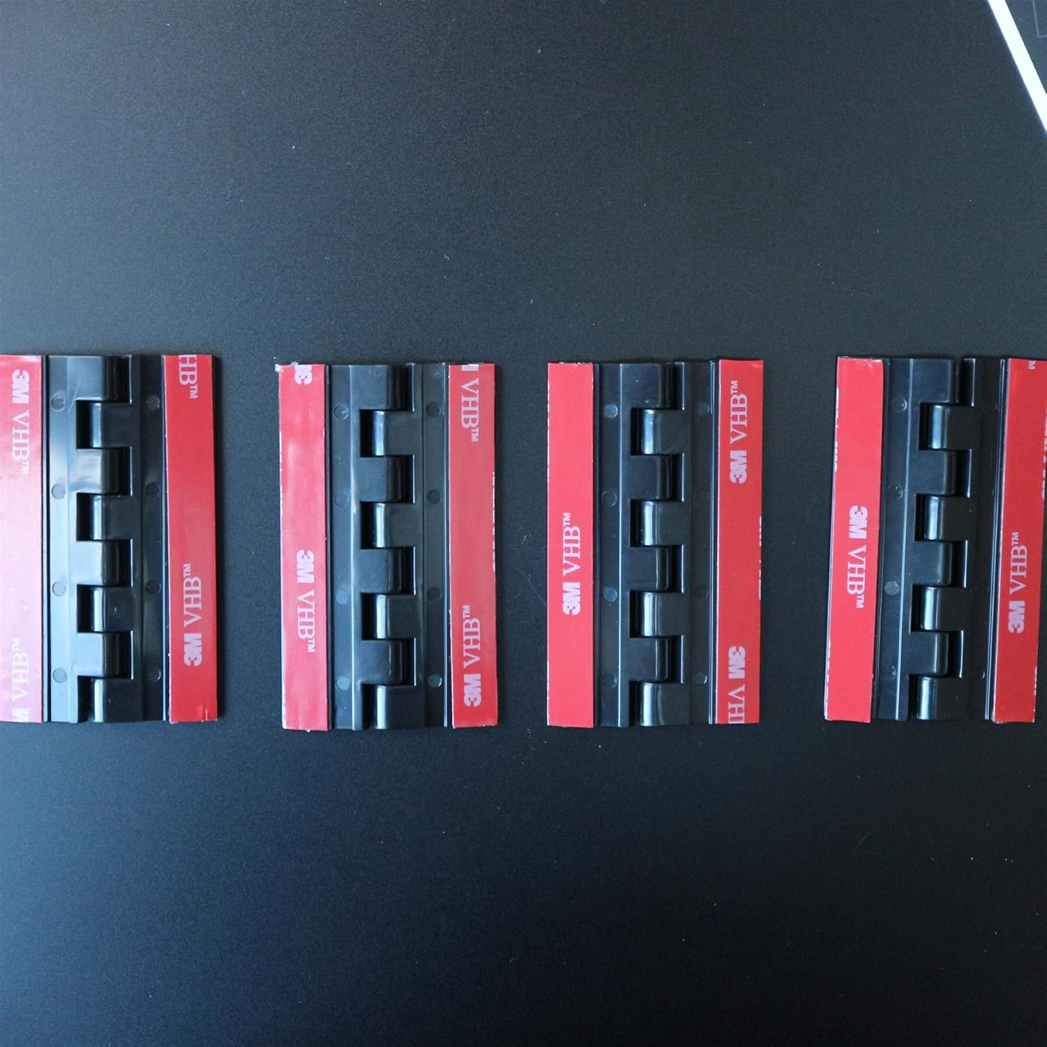 4X Black Acrylic Piano Hinges - No Glue Required. Self Adhesive. Black Plastic 75mm - Image 3