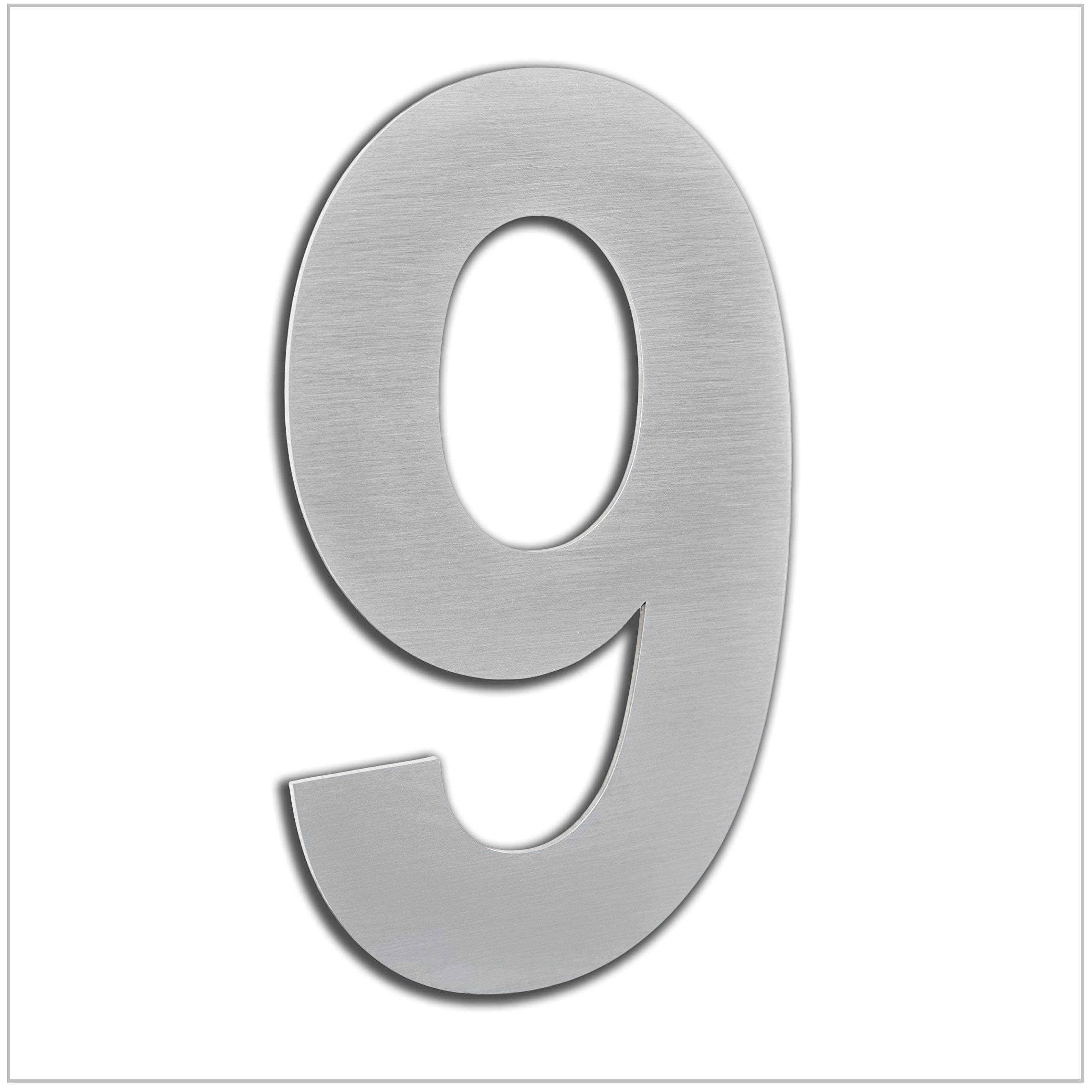 EVI Herrajes | House Number | 16cm Adhesive Stainless Steel Door Numbers | Waterproof | "9" Digit