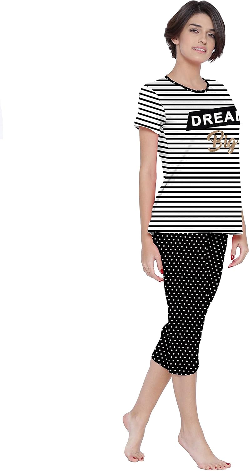 so sweety ladies half sleeve top & printed pyjama pant set