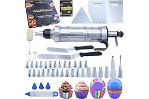 MARTINARKAS Cake Decorating Kit, 159 Baking Supplies, Icing Gun with 30 Piping Tips, Frosting Piping Kit for Beginners or Pro