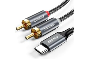 ZOOAUX USB C to RCA Audio Cable, Type C to 2RCA Male Jack Plug Adapter Car Auxiliary Stereo Speaker Amp Cord Compatible with iPhone 16 15, Samsung,Pixel, Amplifier, Speaker (USB C to 2RCA, 4 FT)