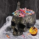 Halloween Skull Candy Holder Bowl Artificial Resin Skull Head Skulls Decor Indoor Outdoor Flower Pot Plant Holder Office Pen 