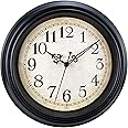 Amazon.com: Plumeet Small Retro Wall Clock, 10'' Non Ticking Classic ...