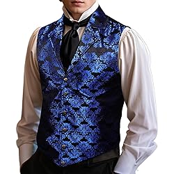 Barry.Wang Royal Blue Black Victorian Vest Loki Men