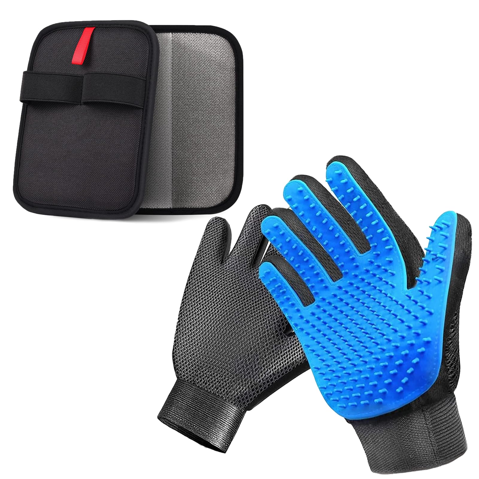 Photo 1 of NVNAN 2-in-1 Pet Grooming Glove & Fabric Hair Remover - Reusabie, Silicone Massage Bristles,Static Adhesion for Quiuck Shedding Control,Safe for Dogs & Cats