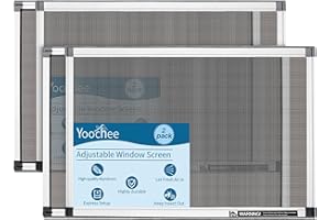 Yoochee Expandable Window Screen, 2 Pack Adjustable Window Screen (15" H x 21" - 40" W) - Medium Replacement Window Screens with Frame, Durable Replacement Screen for Window