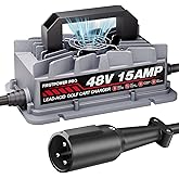 Club Car Charger, 48V 15A Golf Cart Charger, Golf Cart Battery Charger with 3-Pin Round Plug, 4-6H Fast Full Charge Trickle Charge, Lead Acid Battery Charger - IP67 Waterproof with Fan Design