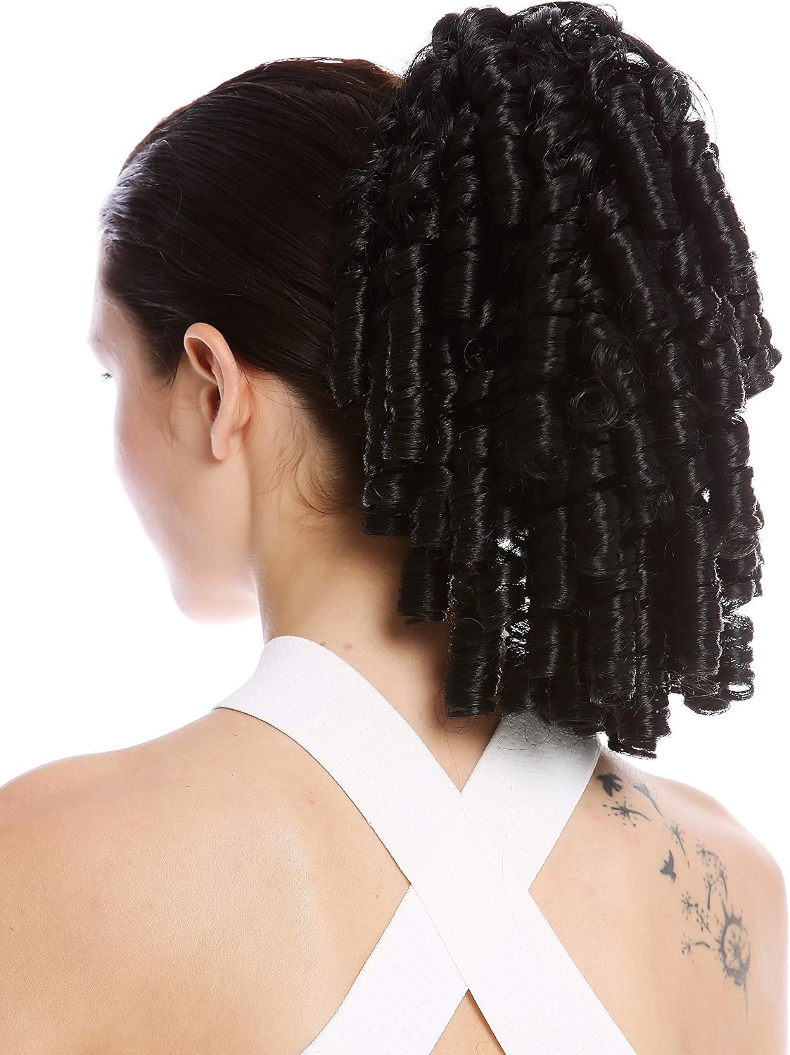 WIG ME UP - N900A+2-V-1B Ponytail Hairpiece Extensions elaborate baroque ringlets corkscrew curls voluminous black 12inch