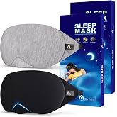 Mavogel Cotton Sleep Mask, Updated Design Light Blocking Sleep Mask | Soft and Comfortable Eye Blindfold for Men Women, Eye Mask for Sleeping/Shift Work, Includes Travel Pouch, Grey &amp; Black