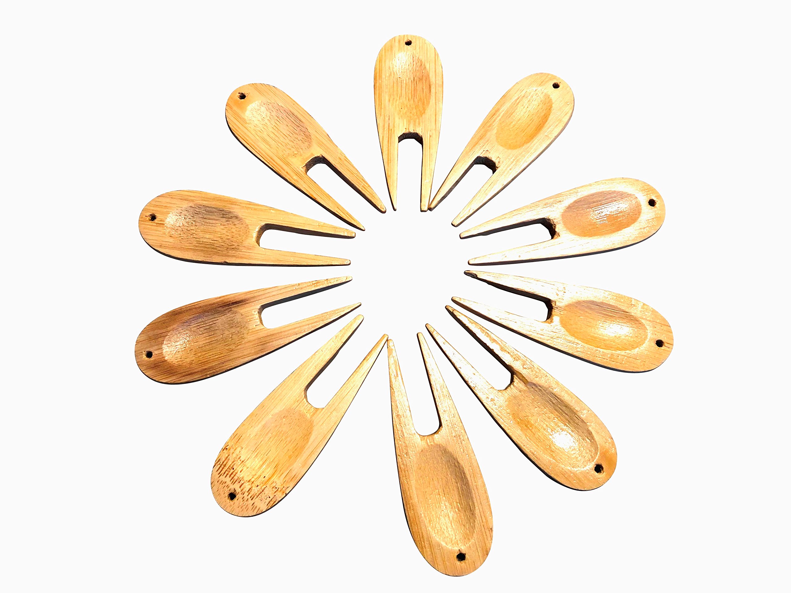 LL-Golf® 100 pieces Set Golf Divot Tool/Pitch Fork made of Bamboo