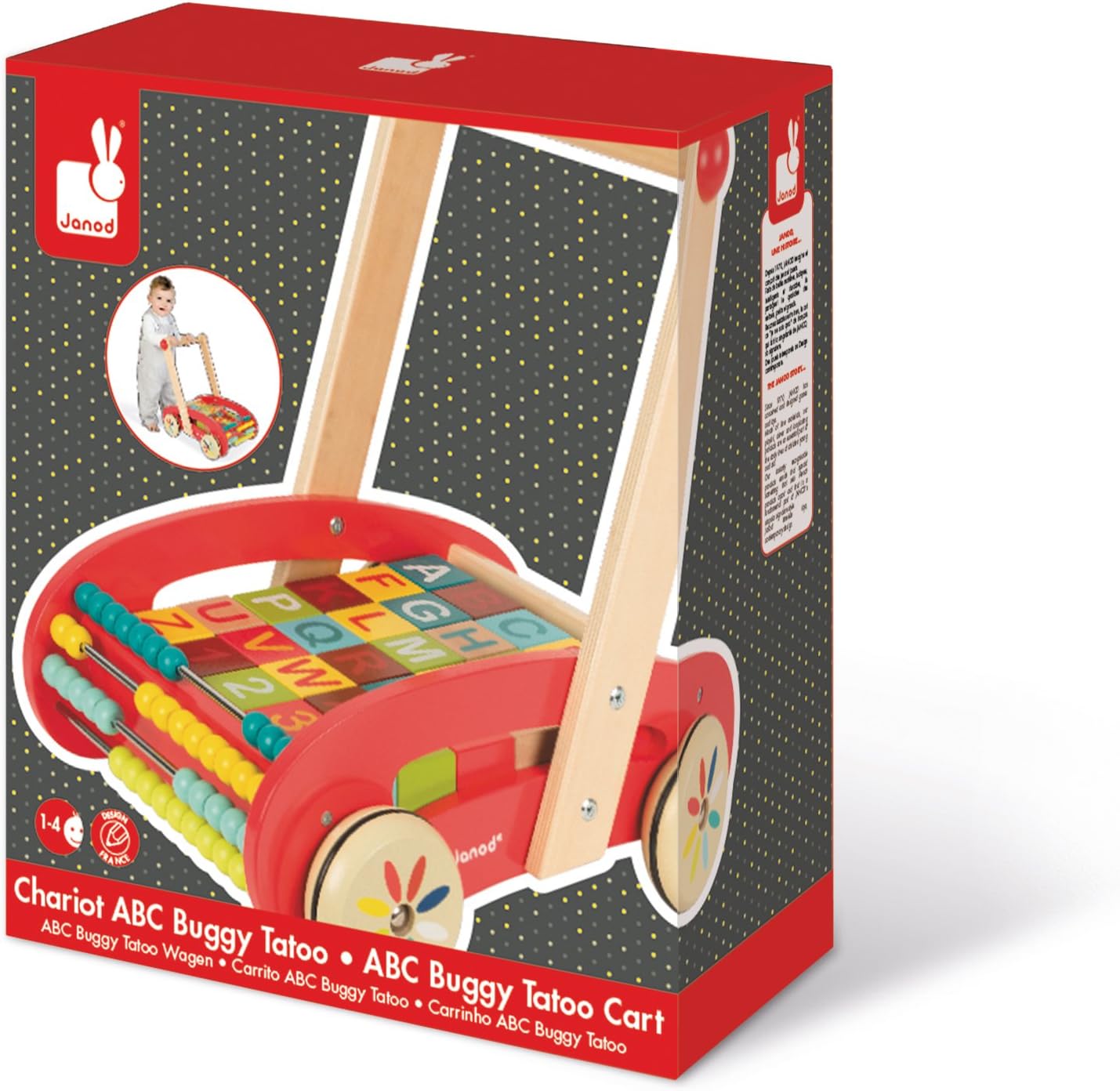 janod walker buggy with blocks