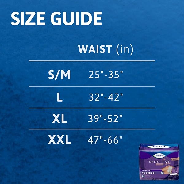 TENA SENSITIVE CARE OVERNIGHT INCONTINENCE UNDERWEAR XXL 47-66IN 12CT