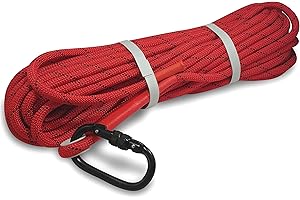 Brute Magnetics Magnet Fishing Rope Bundle- 65ft Heavy Duty Rope with Carabiner, Thick .4" Double Braided Polyester Rope, Very Strong 5680 lbs, Multi Purpose Rope for Magnet Fishing- Red