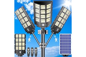 loyoele 3-Pack Solar Street Lights Outdoor Waterproof-360000LM 7000K Outdoor LED Solar Street Light Dusk to Dawn 7200W Street Lights Solar Powered,with Motion Sensor,Solar Parking Lot Light,Yard
