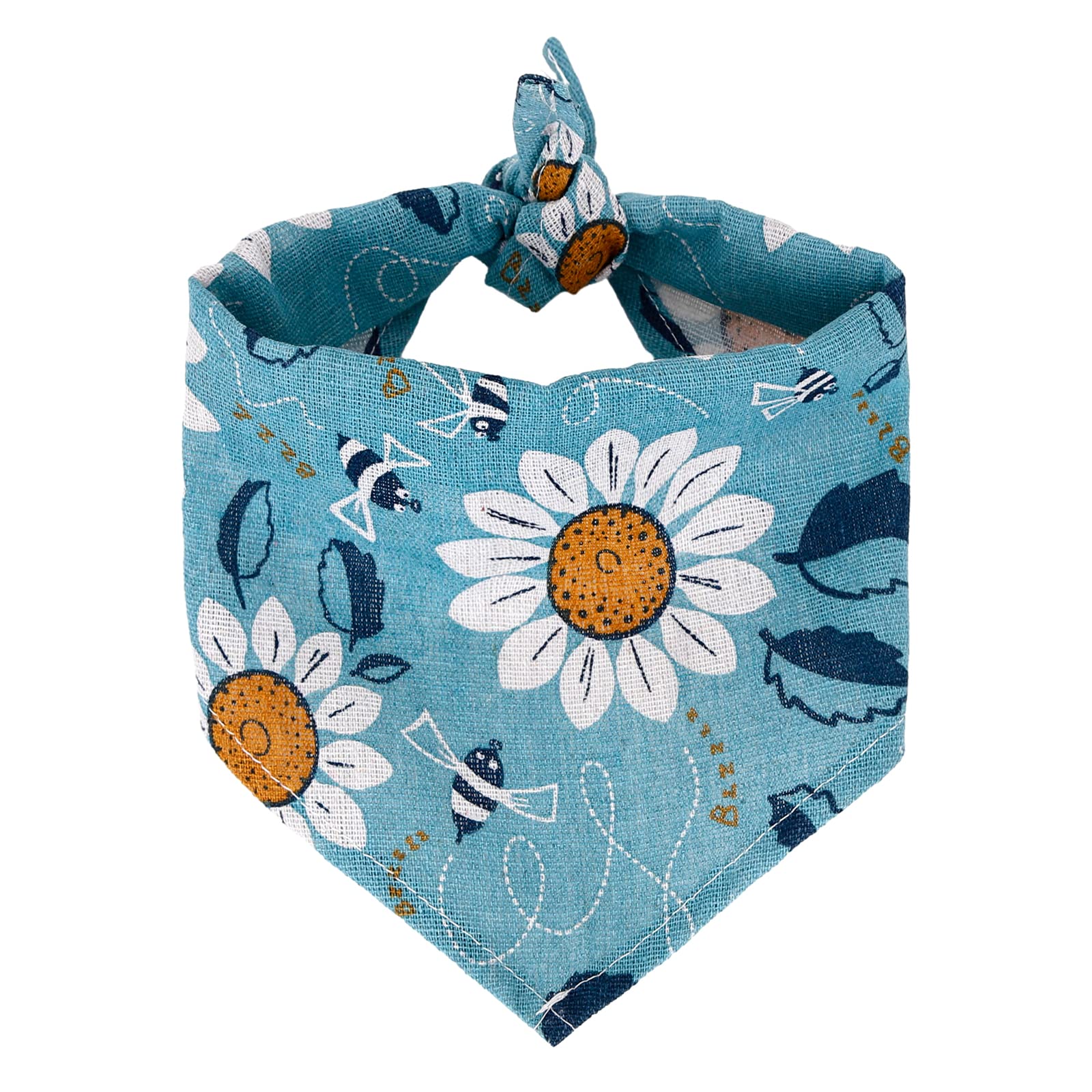 Adjustable Triangle Bandanas and Kerchief With Sunflower Pattern - Dog Scarfs and Washable Bibs for Small Medium Large Dogs and Cats - Perfect Boy or Girl Gift