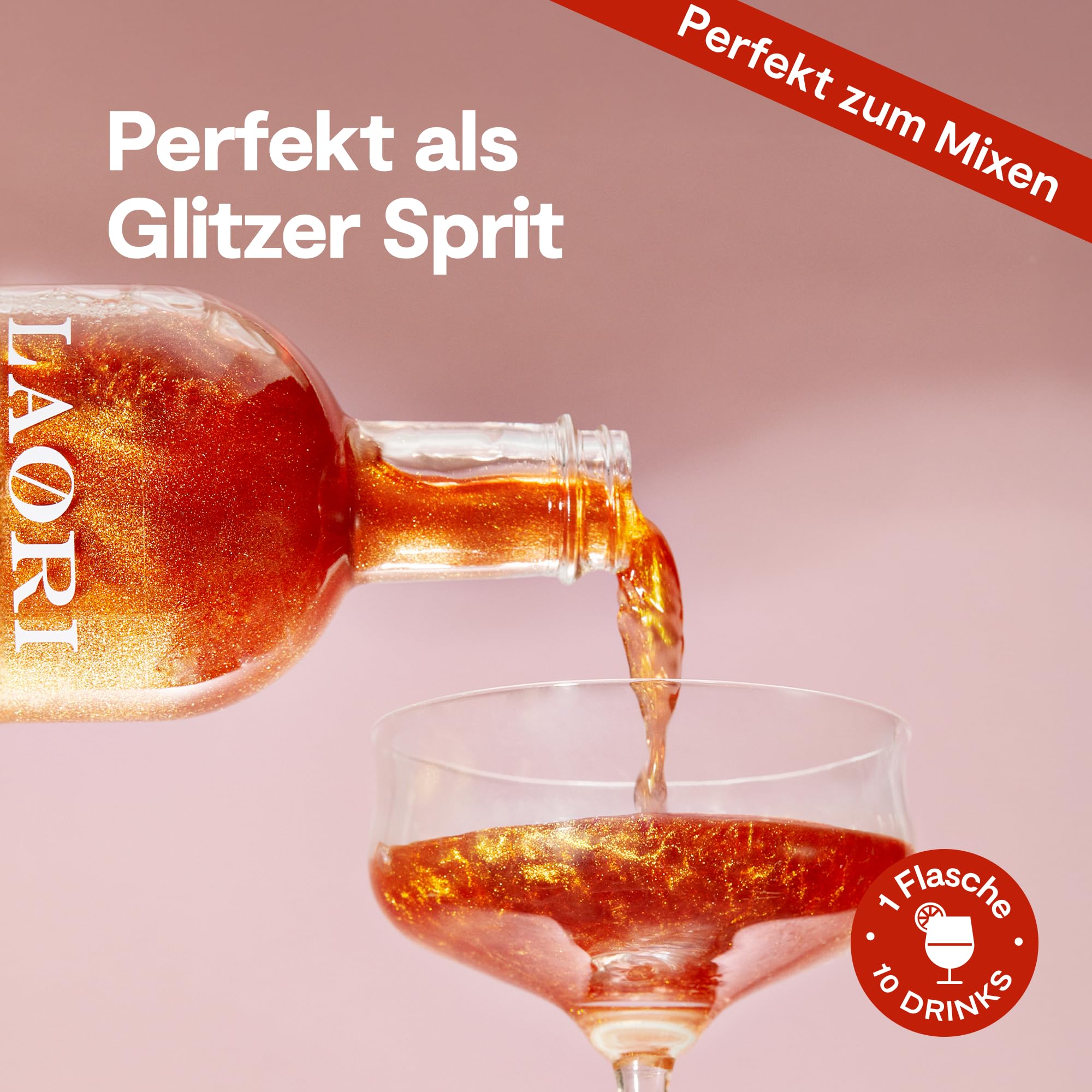 Laori Alkoholfreier Glitzer Spritz | Alkoholfreier Aperitif mit Glitzer ohne künstliche Aromen | Pflanzliche Farbstoffe | Perfekt für Spritz | Geschmack von Orange+Grapefruit | Nur 65 kcal 3