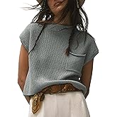 Himosyber Women's Solid Sleeveless Vest Mock Neck Cap Sleeve Knitwear Sweater Tops