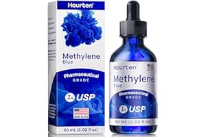 HOURTEN Methylene Blue Drops 1% USP Grade: Pharmaceutical Grade Blue Methylene Liquid Formula –Amber Glass Dropper Bottle – Lab-Tested, Formaldehyde-Free, Made in USA (2.02 Fl Oz (Pack of 1))