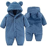 Yaopelky Newborn Baby Bear Snowsuit Infant Fleece Romper Baby Hooded Jumpsuit Winter Warm Outwear for Girls Boys 0-12M