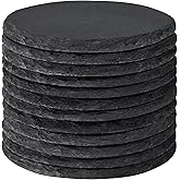 MAPRIAL 4 Inch Black Slate Stone Drink Coasters Set of 12 with Anti-Scratch Backing for Bar, Kitchen Home Living Decor, Laser Engraving,Cup, Etching, Gifts, Round