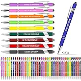 Greengines 50 Pcs Inspirational Pens - Motivational Ballpoint Pens Bulk with quotes Stylus Tip Gifts for School Coworkers Office Supplies Black Ink