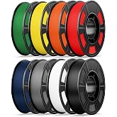 UJOY3D 8 Color Bundle Hyper PLA+ 3D Printer Filament, Multicolor PLA+ Filament 1.75mm, Individually Vacuum Packed, 0.25kg Spool, 8 Pack (Black+Jade White+Grey+Red+Dark Blue+Green+Orange Yellow+Yellow)