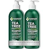 KESMEDIK Tea Tree Oil Shampoo and Conditioner MaxTherapy Set, Itchy Scalp Relief, Refreshes & Cleanses Dandruff & Buildup, Clarifying for Oily Hair, Women & Men, 16 fl oz Each