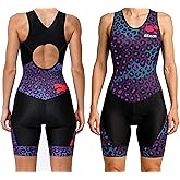 Wixen Sports Women's Triathlon Tri-Suit, Blue, Sleeveless, Racerback, Bodysuit, Solid, Quick-Drying